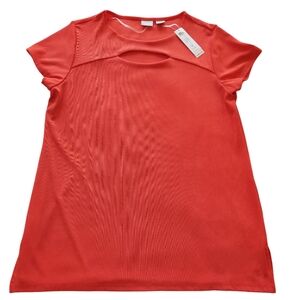 NWT Chico's Travelers Cap Sleeve Keyhole Top SS Flame Scarlet Size 12